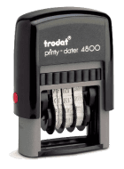 Order Now! Trodat 4800 Plastic Date Stamp. 1/8" tall date, 10+ years, 8 ink colors to choose from. Free Shipping. No Sales Tax - Ever!