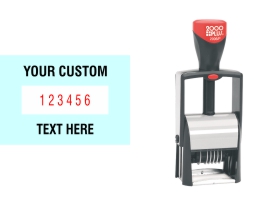 COLOP Classic Line 6 Band Number Stamp with custom text makes the repetitive task of numbering things quick and easy. Free Shipping!