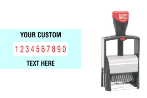 COLOP Classic Line 10 Band Number Stamp comes with custom text makes the repetitive task of numbering things quick and easy!