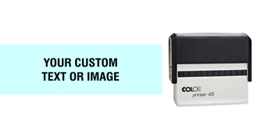 The COLOP Printer 45 custom stamp is a perfect fit with the widest self-inking stamp impression.