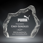 Order Now! 5" Iceberg shaped clear acrylic freestanding award. Custom engraved with your submitted text or artwork.
Free Shipping! No Sales Tax - Ever!