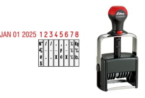 Order Now! Shiny 6408 Date & Number Stamp. Comes with date and 8 adjustable number bands with 0-9 and other symbols. Free Shipping. No Sales Tax - Ever!