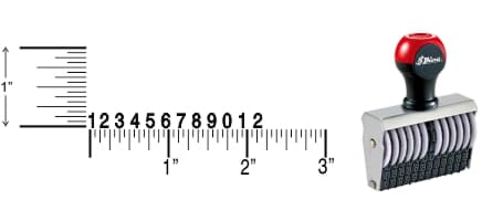 Shiny 2-12 Traditional Number Stamps have over-sized band wheels that make adjusting the numbers easy. Use with a separate ink pad of your choice.