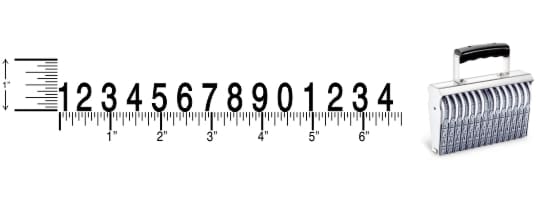 Shiny 5-14 Traditional Number Stamps have over-sized band wheels that make adjusting the numbers easy. Use with a separate ink pad of your choice.