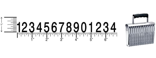 Shiny 6-14 Traditional Number Stamps have over-sized band wheels that make adjusting the numbers easy. Use with a separate ink pad of your choice.