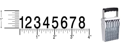 Shiny 6-8 Traditional Number Stamps have over-sized band wheels that make adjusting the numbers easy. Use with a separate ink pad of your choice.