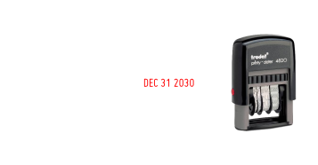 Trodat 4820 plastic date stamps use a 5/32" tall date, 10+ years bands, & 8 ink colors to choose from. Free Shipping. No Sales Tax - Ever! Order Now!