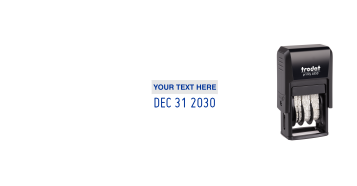 Custom Trodat 4850 plastic date stamps made daily. Add your custom text or artwork above the adjustable date. Free Shipping. No Sales Tax - Ever!