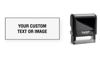 Customize your Trodat Printy 4914 rubber stamp today! Add lines of text, upload artwork, or both. 8 unique ink colors. Free Shipping! No Sales Tax!