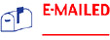 "E-MAILED" (BLUE/RED) pre-inked Xstamper stock stamps with a 1/2" x 1-5/8" impression size. Free same-day shipping! No sales tax!