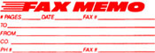 "FAX MEMO" large pre-inked Xstamper stock stamps with a 7/8" x 2-3/4" impression size. Oil-based Ink. Free same-day shipping! No sales tax!